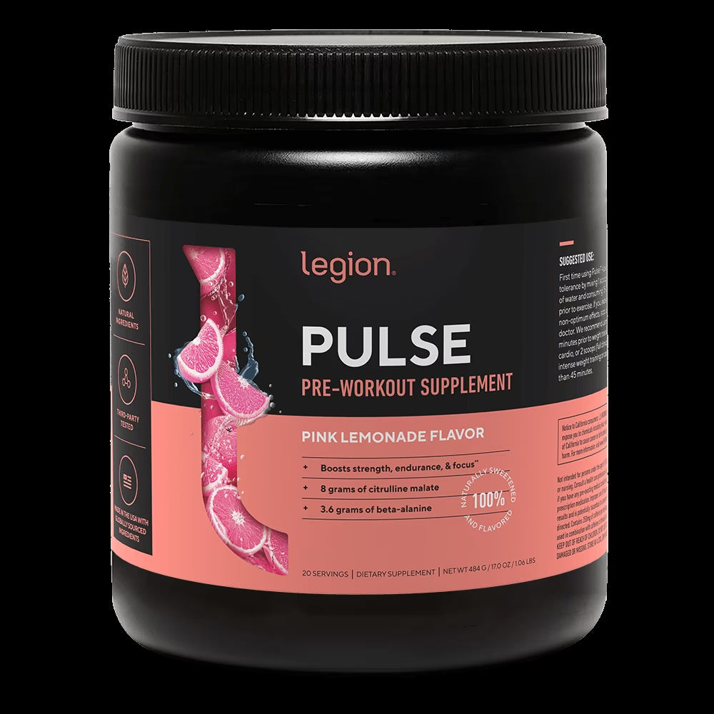 Pulse Pre-Workout Supplement, Pink Lemonade, Naturally Sweetened with No Added Sugar, 350Mg Caffeine, 20 Servings, High Performance Energy & Focus Powder