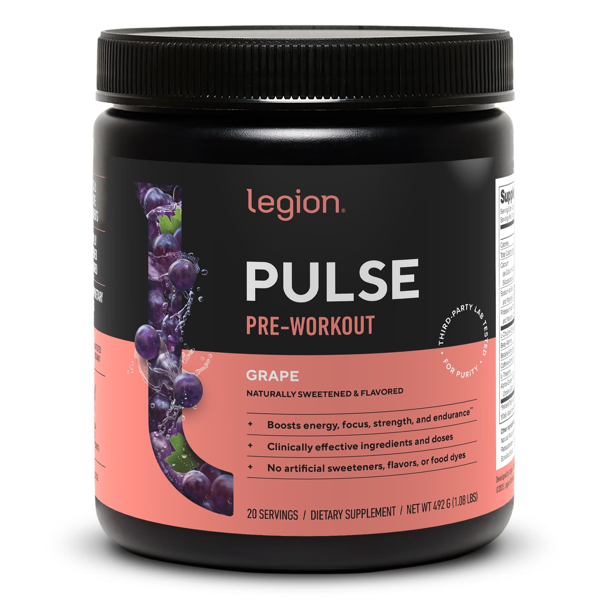 Pulse Pre-Workout Supplement, Pink Lemonade, Naturally Sweetened with No Added Sugar, 350Mg Caffeine, 20 Servings, High Performance Energy & Focus Powder