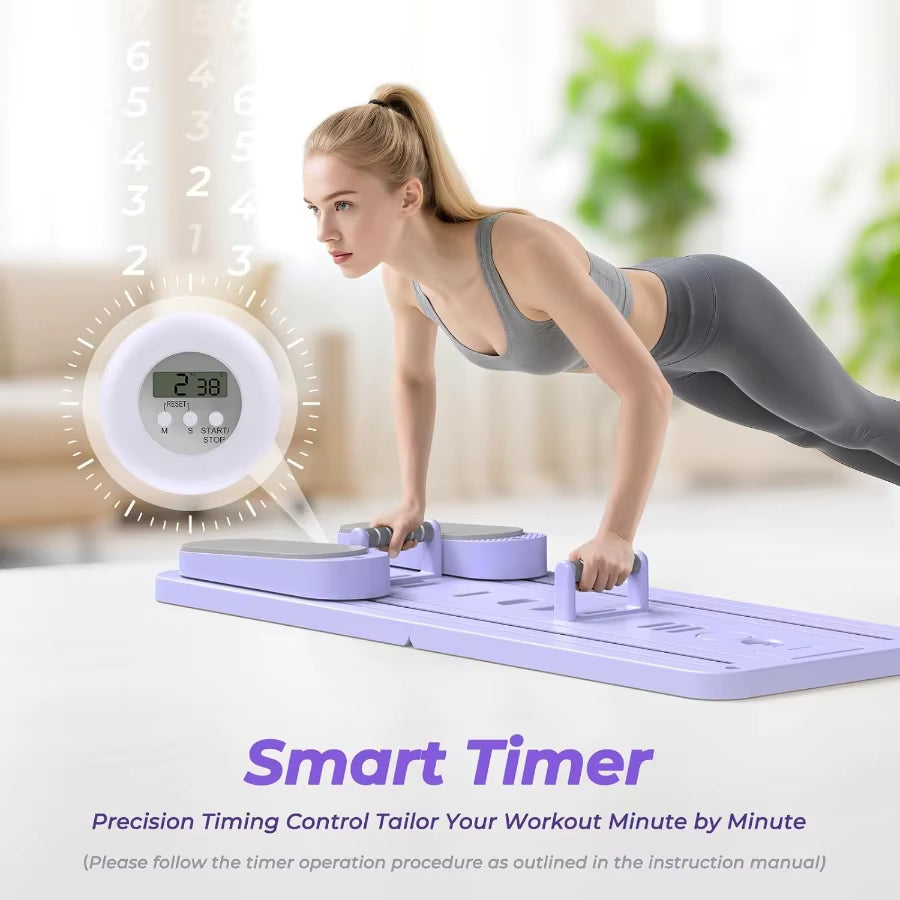 Multifunctional Pilates Board Pilates Reformer Sets 7-In-1 Foldable Pilates Reformer Machine for Home Workout with Timer Phone