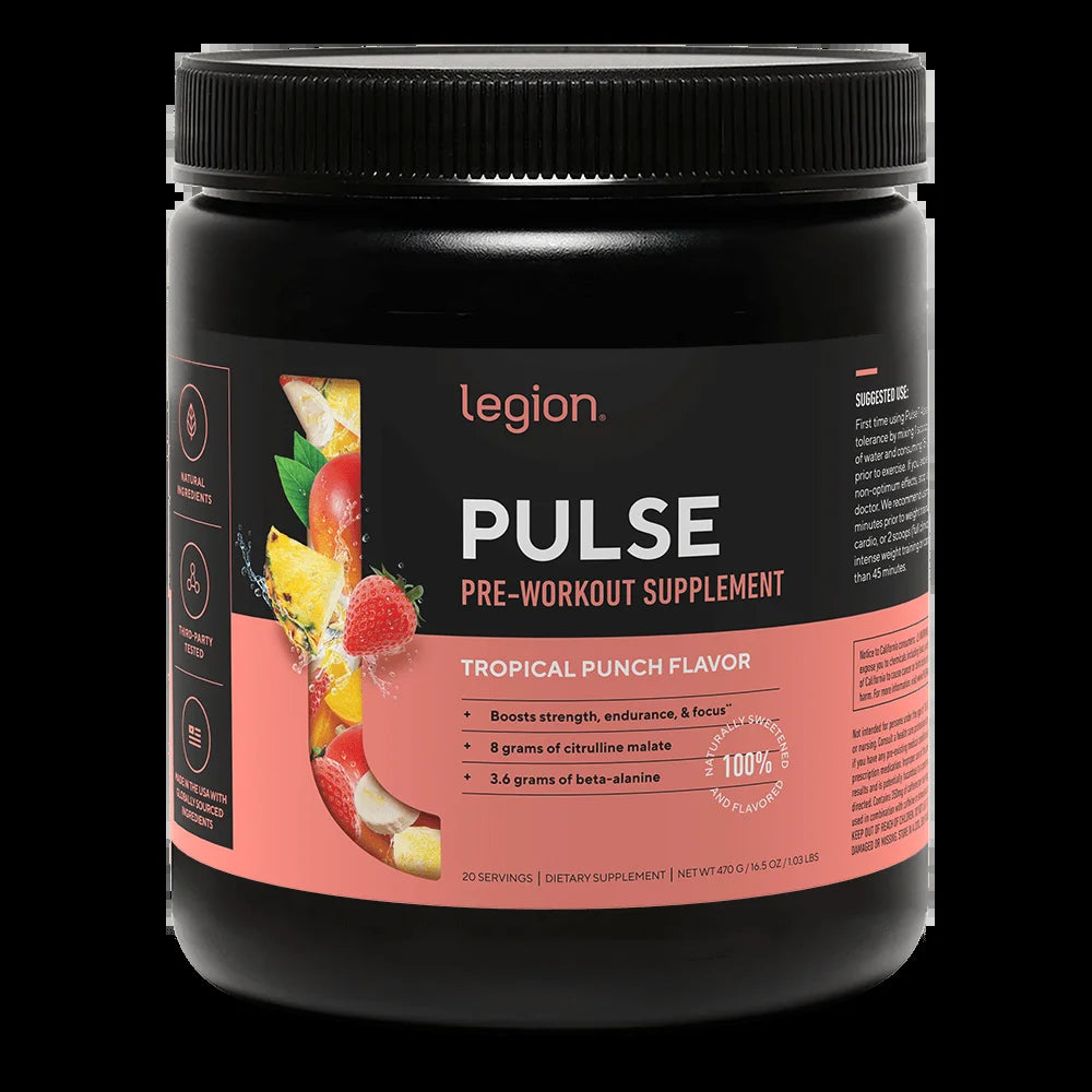 Pulse Pre-Workout Supplement, Pink Lemonade, Naturally Sweetened with No Added Sugar, 350Mg Caffeine, 20 Servings, High Performance Energy & Focus Powder