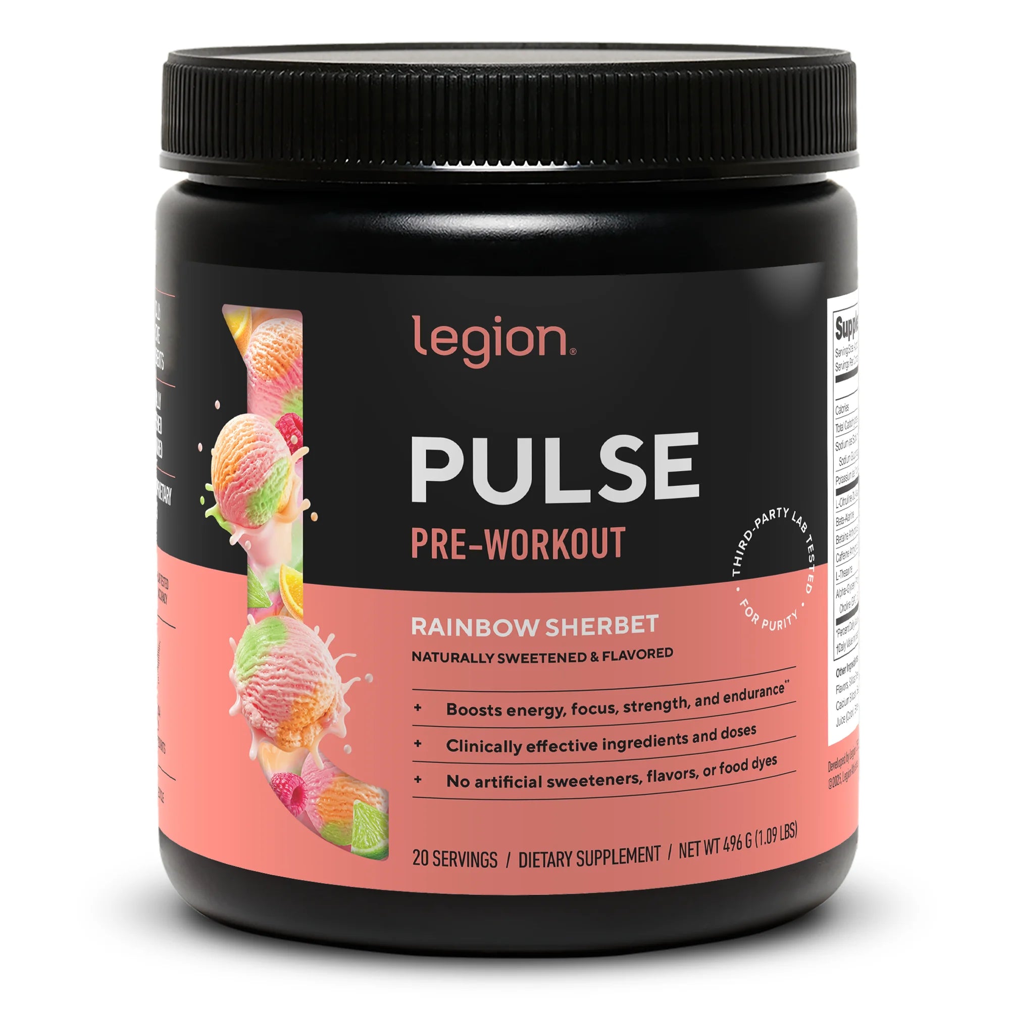 Pulse Pre-Workout Supplement, Pink Lemonade, Naturally Sweetened with No Added Sugar, 350Mg Caffeine, 20 Servings, High Performance Energy & Focus Powder