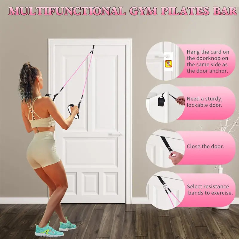 Pilates Bar Kit with Resistance Bands – Adjustable Fitness Bar for Home Workout, Full Body Exercise, Yoga & Strength Training