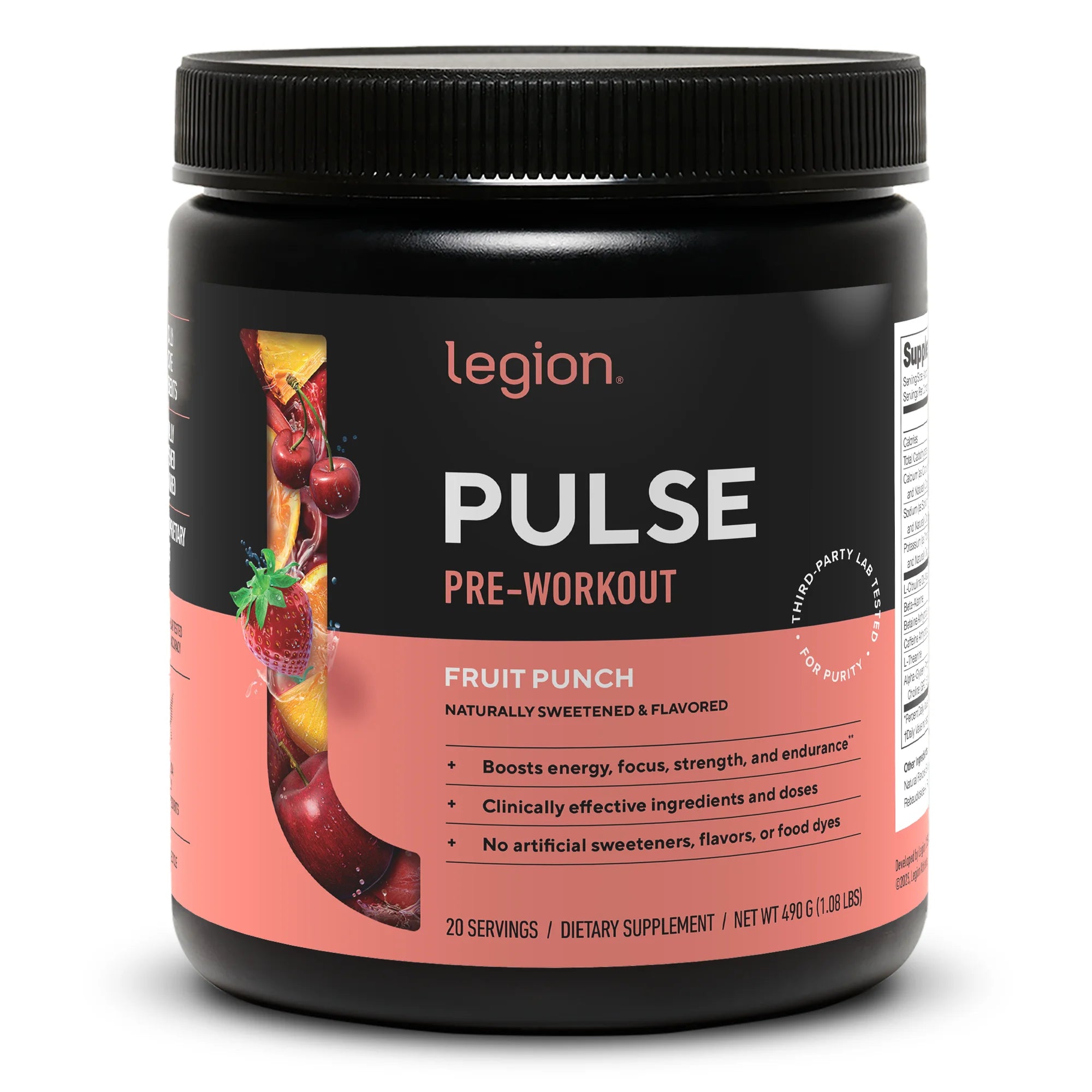 Pulse Pre-Workout Supplement, Pink Lemonade, Naturally Sweetened with No Added Sugar, 350Mg Caffeine, 20 Servings, High Performance Energy & Focus Powder