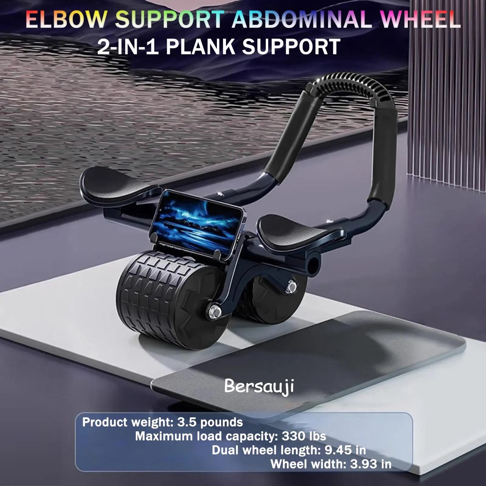 Ab Roller Wheel，With Timer Automatic Rebound Abdominal Wheel，Elbow Support Abs Roller Wheel Core Exercise Equipment