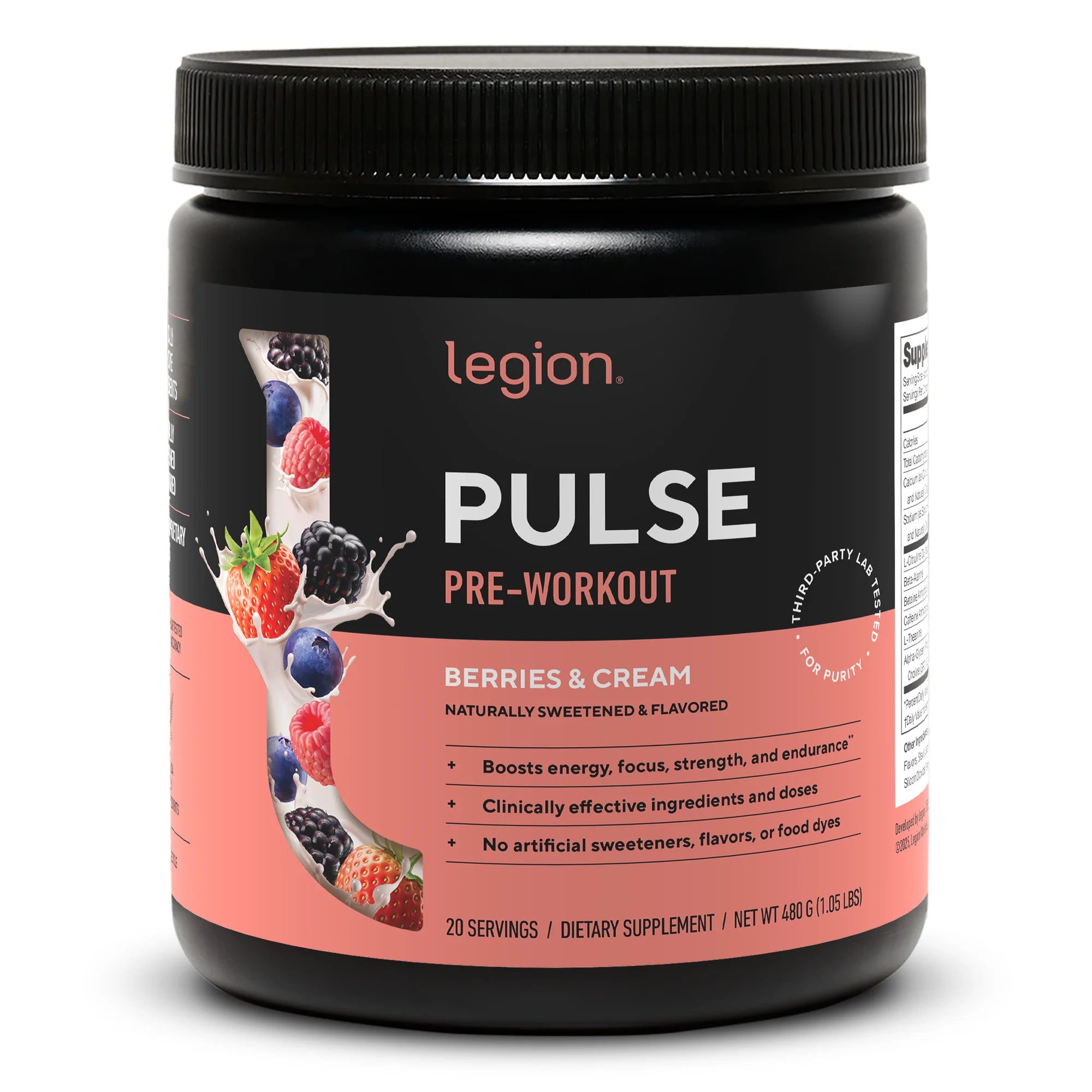 Pulse Pre-Workout Supplement, Pink Lemonade, Naturally Sweetened with No Added Sugar, 350Mg Caffeine, 20 Servings, High Performance Energy & Focus Powder