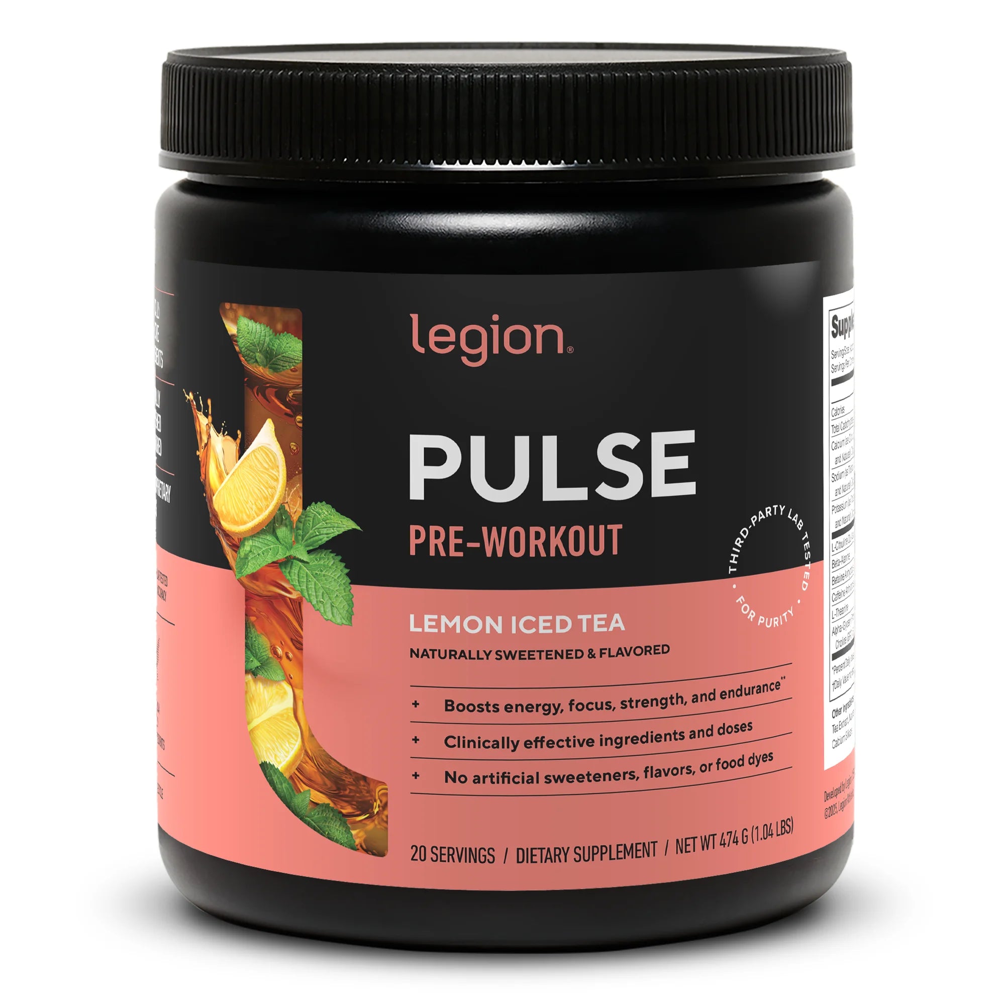 Pulse Pre-Workout Supplement, Pink Lemonade, Naturally Sweetened with No Added Sugar, 350Mg Caffeine, 20 Servings, High Performance Energy & Focus Powder