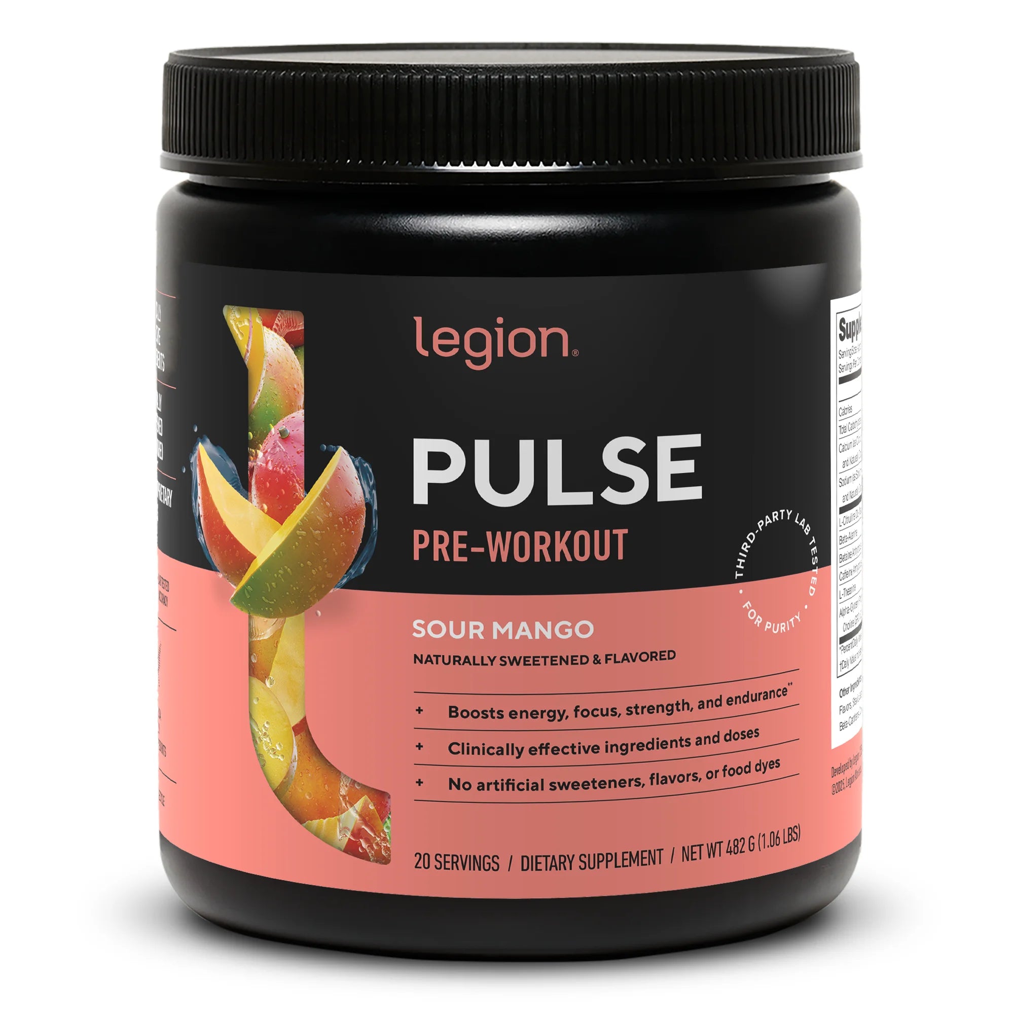 Pulse Pre-Workout Supplement, Pink Lemonade, Naturally Sweetened with No Added Sugar, 350Mg Caffeine, 20 Servings, High Performance Energy & Focus Powder