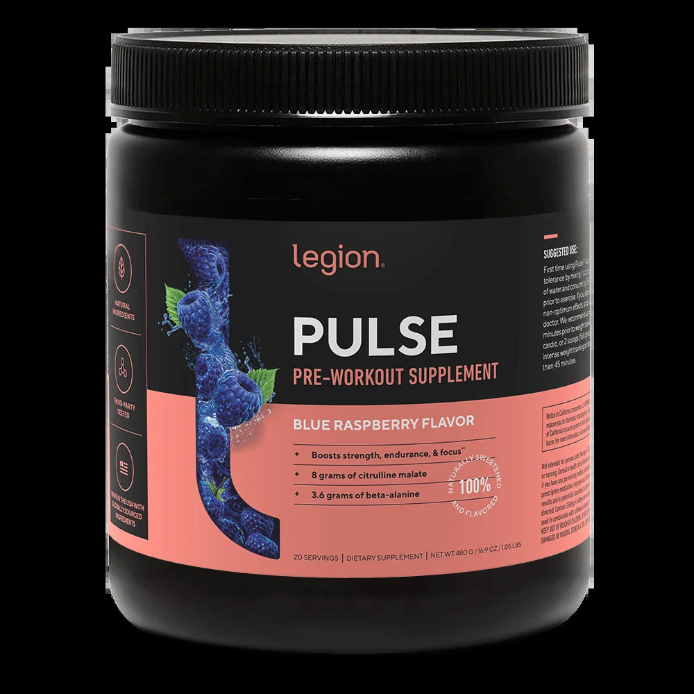 Pulse Pre-Workout Supplement, Pink Lemonade, Naturally Sweetened with No Added Sugar, 350Mg Caffeine, 20 Servings, High Performance Energy & Focus Powder