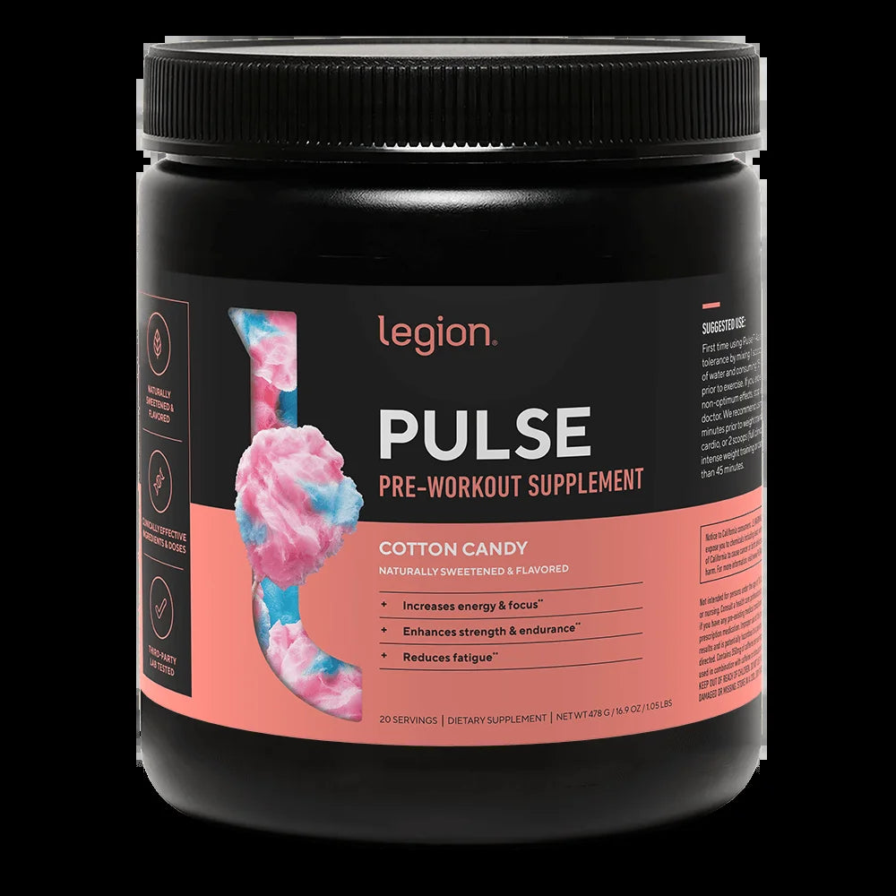 Pulse Pre-Workout Supplement, Pink Lemonade, Naturally Sweetened with No Added Sugar, 350Mg Caffeine, 20 Servings, High Performance Energy & Focus Powder