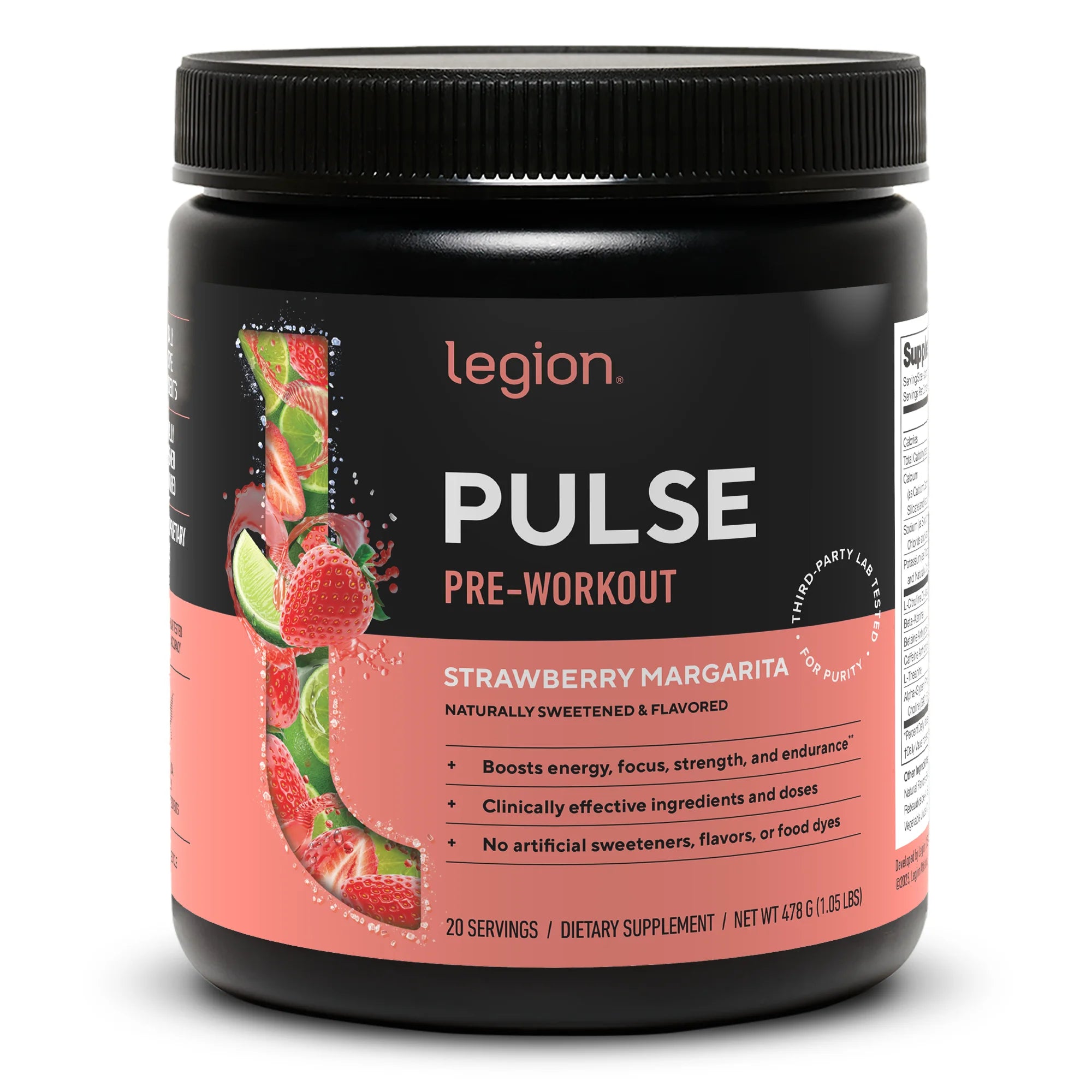 Pulse Pre-Workout Supplement, Pink Lemonade, Naturally Sweetened with No Added Sugar, 350Mg Caffeine, 20 Servings, High Performance Energy & Focus Powder