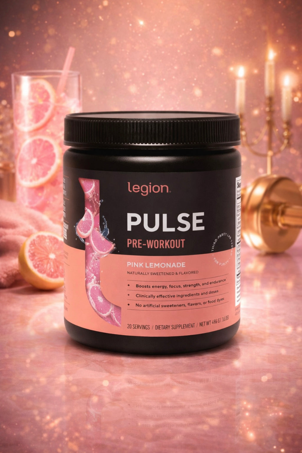 UPGRADE Luxe Performance Pulse Pre-Workout Supplement, Pink Lemonade, Naturally Sweetened with No Added Sugar, 350Mg Caffeine, 20 Servings, High Performance Energy & Focus Powder