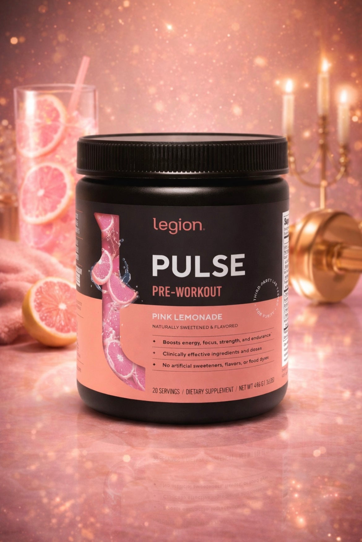 UPGRADE Luxe Performance Pulse Pre-Workout Supplement, Pink Lemonade, Naturally Sweetened with No Added Sugar, 350Mg Caffeine, 20 Servings, High Performance Energy & Focus Powder