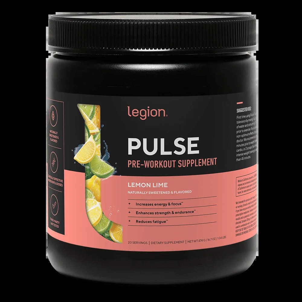 Pulse Pre-Workout Supplement, Pink Lemonade, Naturally Sweetened with No Added Sugar, 350Mg Caffeine, 20 Servings, High Performance Energy & Focus Powder