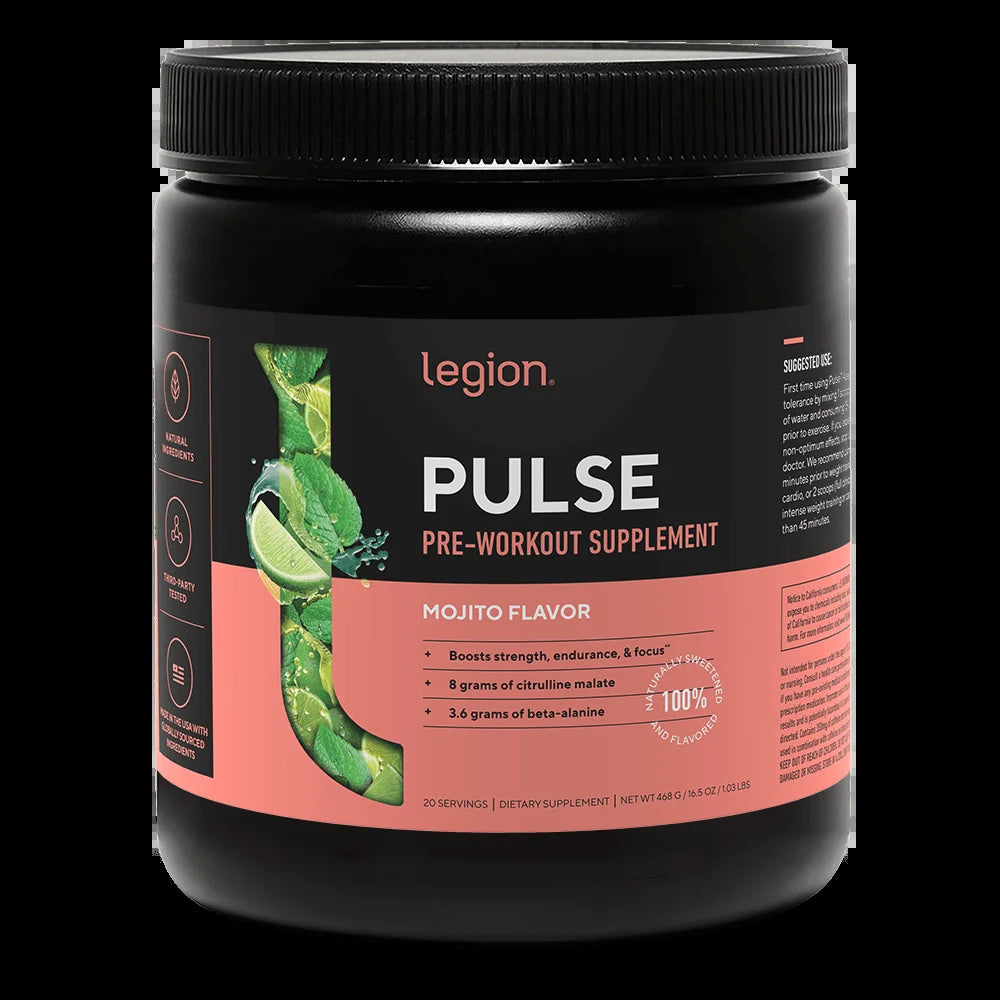 Pulse Pre-Workout Supplement, Pink Lemonade, Naturally Sweetened with No Added Sugar, 350Mg Caffeine, 20 Servings, High Performance Energy & Focus Powder