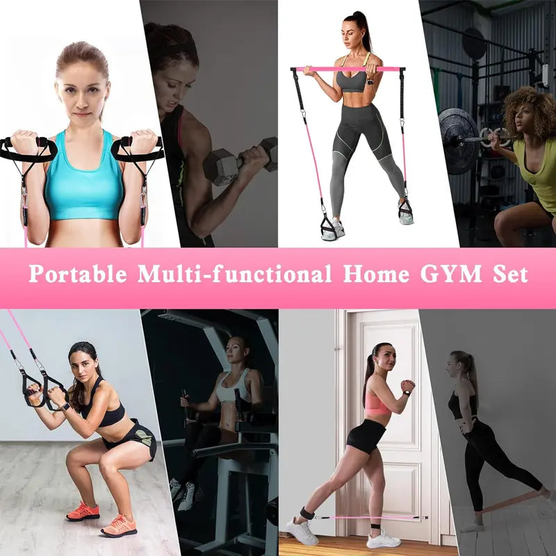 Pilates Bar Kit with Resistance Bands – Adjustable Fitness Bar for Home Workout, Full Body Exercise, Yoga & Strength Training