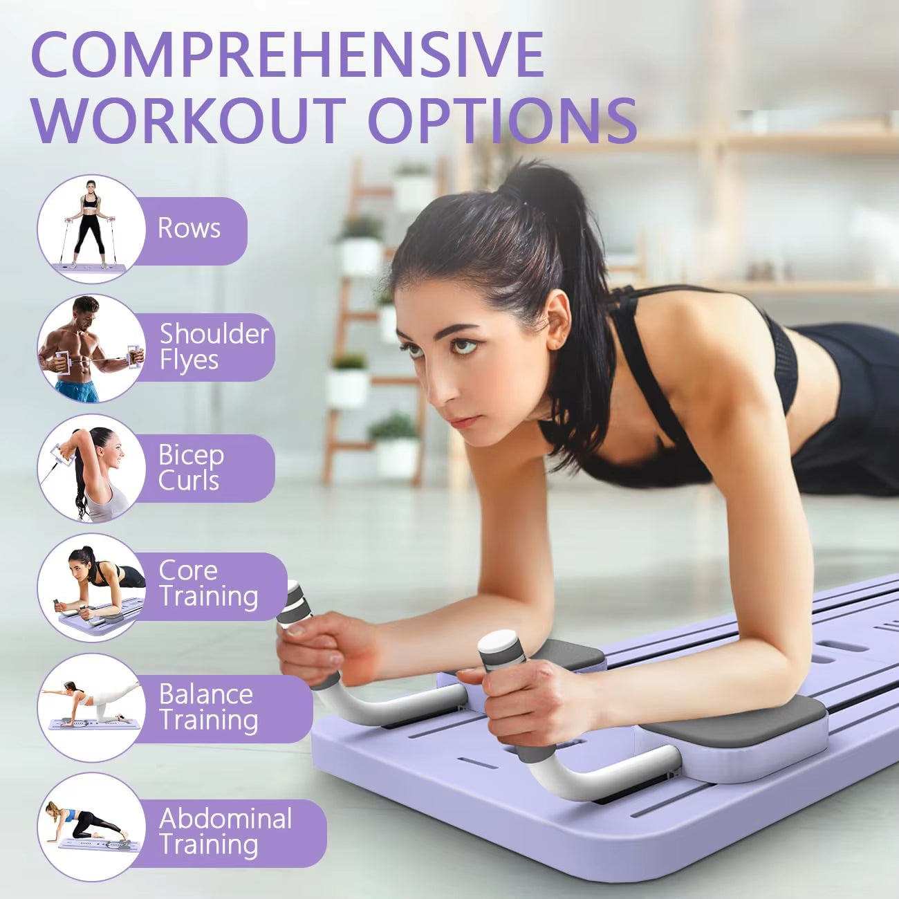 6 in 1 Multifunctional Fitness Board Exercise Pilates Board Push-Up Stand Set Fitness and Muscle Training Device Yoga Workout