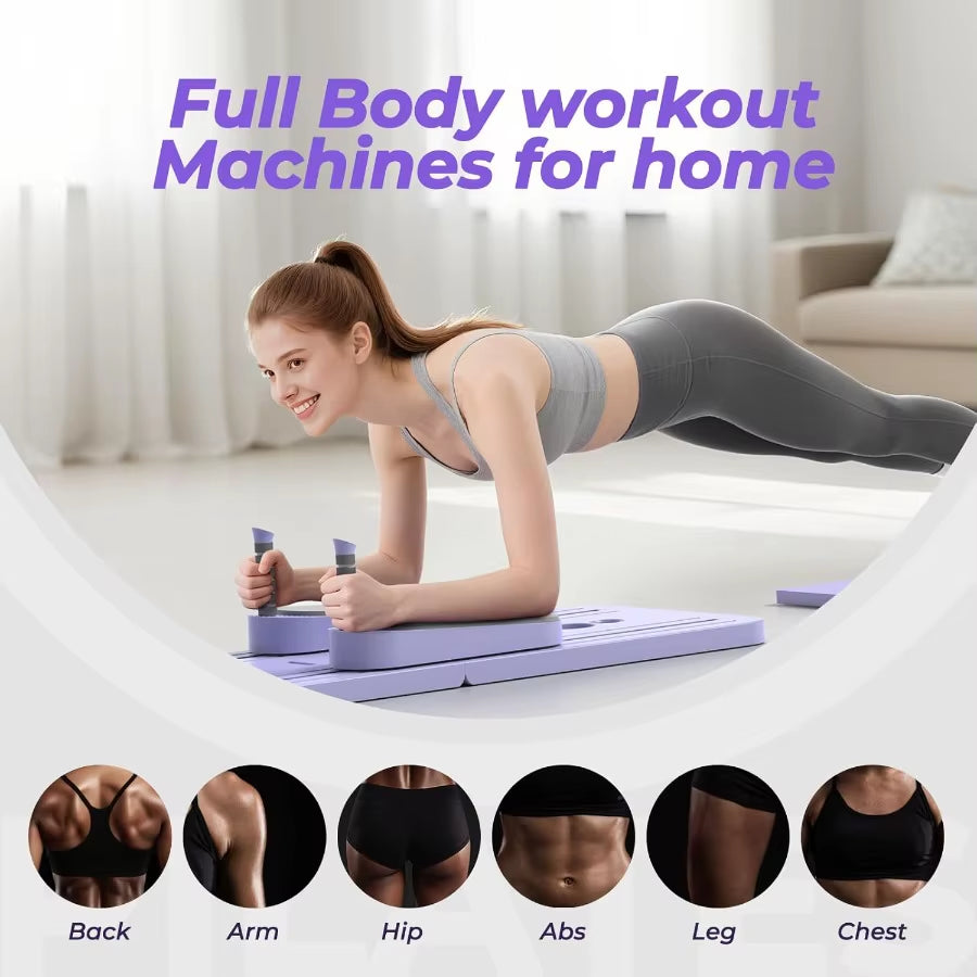 Multifunctional Pilates Board Pilates Reformer Sets 7-In-1 Foldable Pilates Reformer Machine for Home Workout with Timer Phone