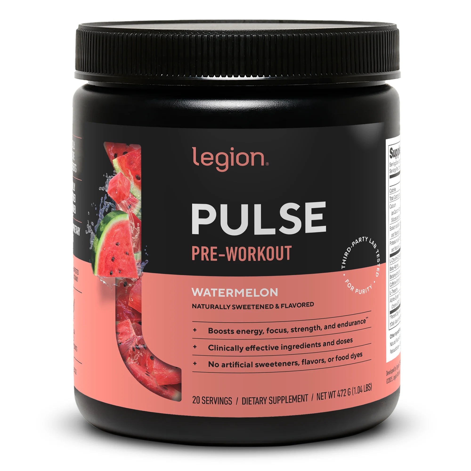 Pulse Pre-Workout Supplement, Pink Lemonade, Naturally Sweetened with No Added Sugar, 350Mg Caffeine, 20 Servings, High Performance Energy & Focus Powder