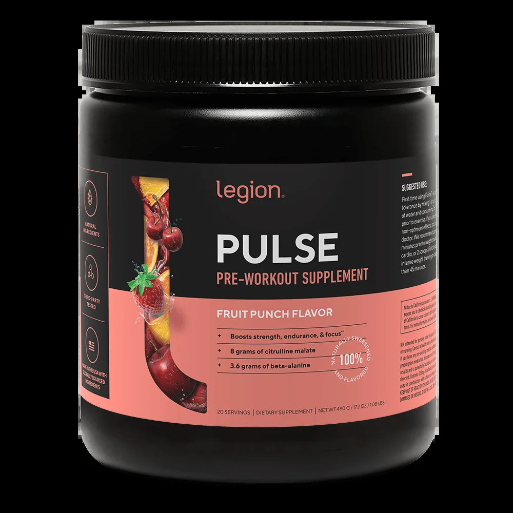 Pulse Pre-Workout Supplement, Pink Lemonade, Naturally Sweetened with No Added Sugar, 350Mg Caffeine, 20 Servings, High Performance Energy & Focus Powder