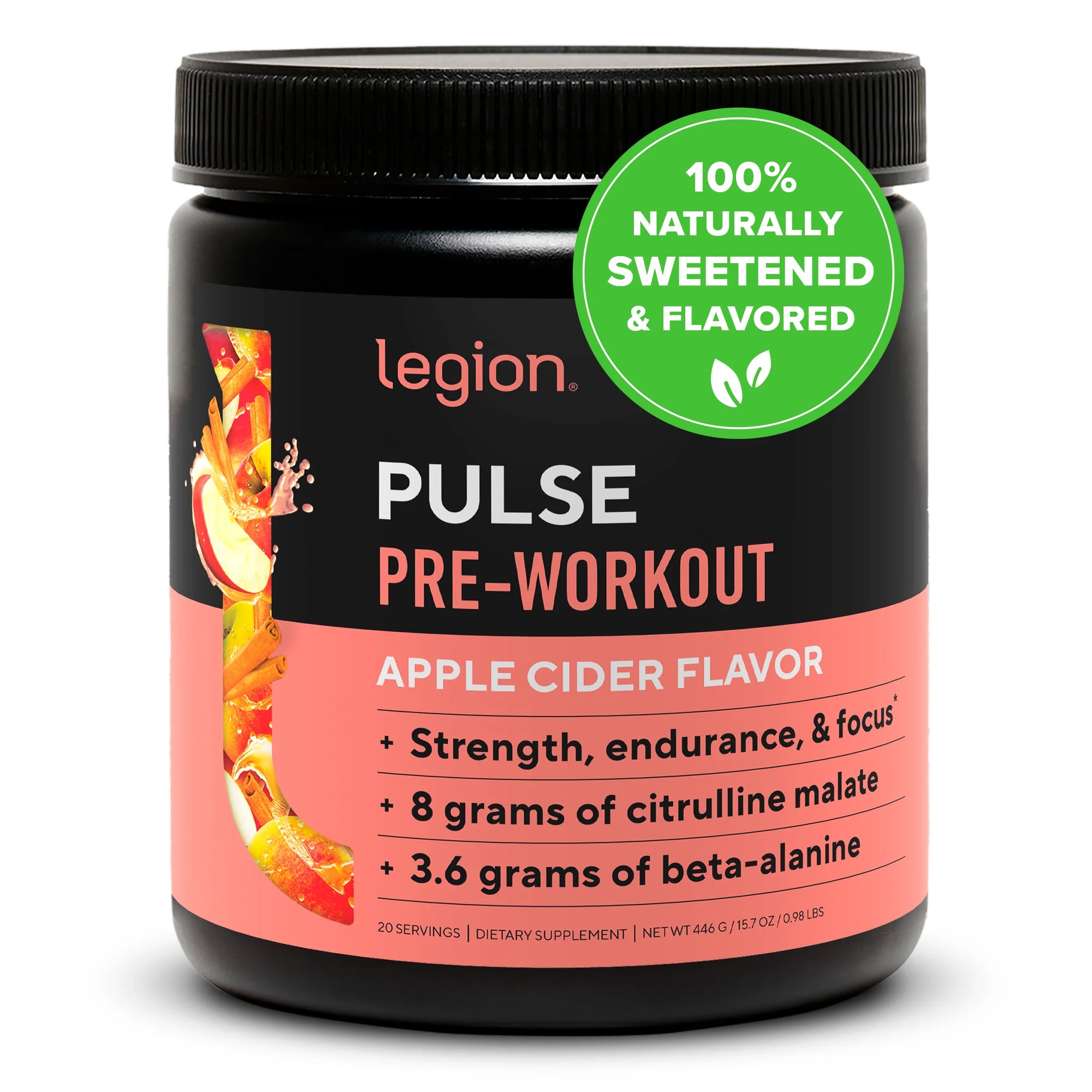 Pulse Pre-Workout Supplement, Pink Lemonade, Naturally Sweetened with No Added Sugar, 350Mg Caffeine, 20 Servings, High Performance Energy & Focus Powder