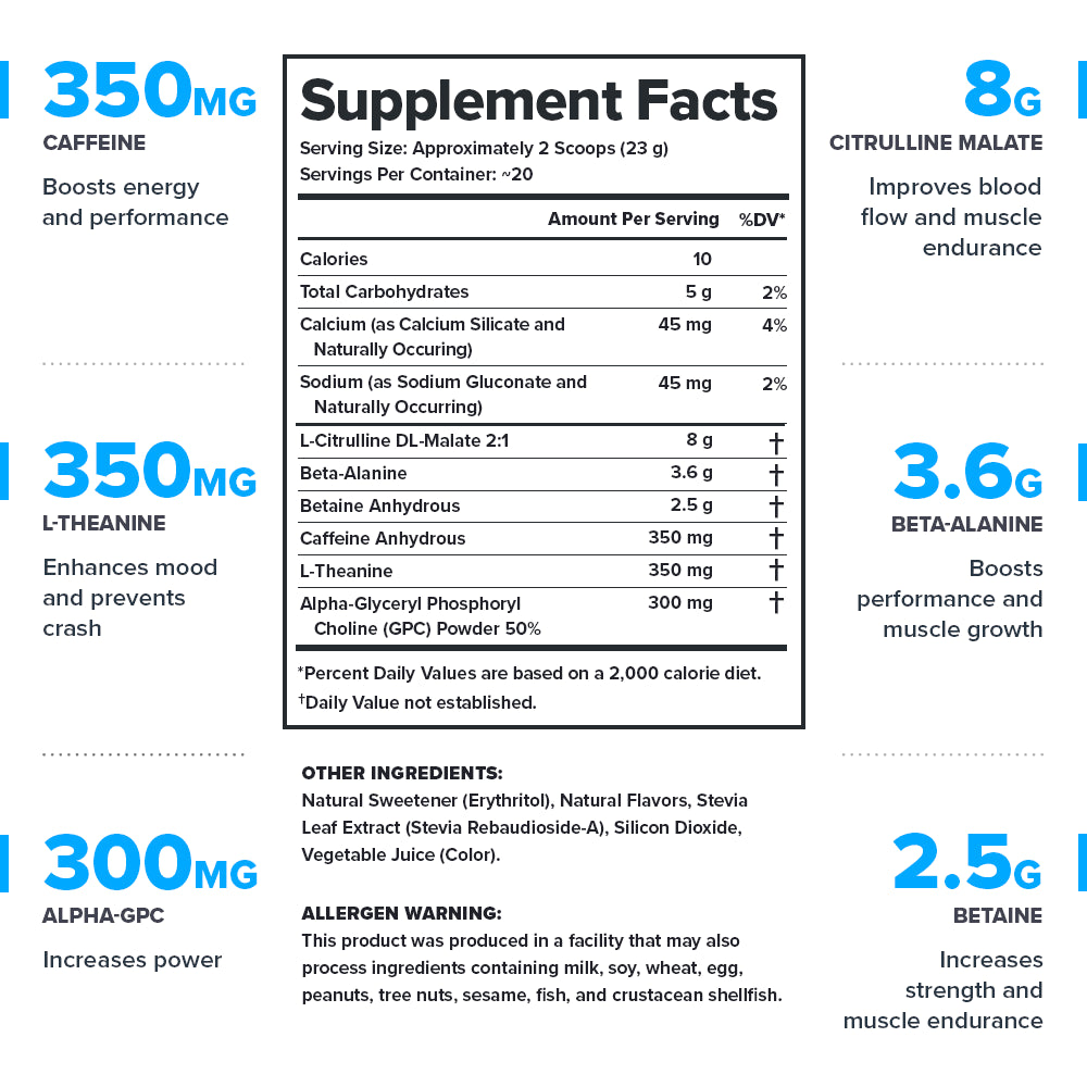 Pulse Pre-Workout Supplement, Pink Lemonade, Naturally Sweetened with No Added Sugar, 350Mg Caffeine, 20 Servings, High Performance Energy & Focus Powder
