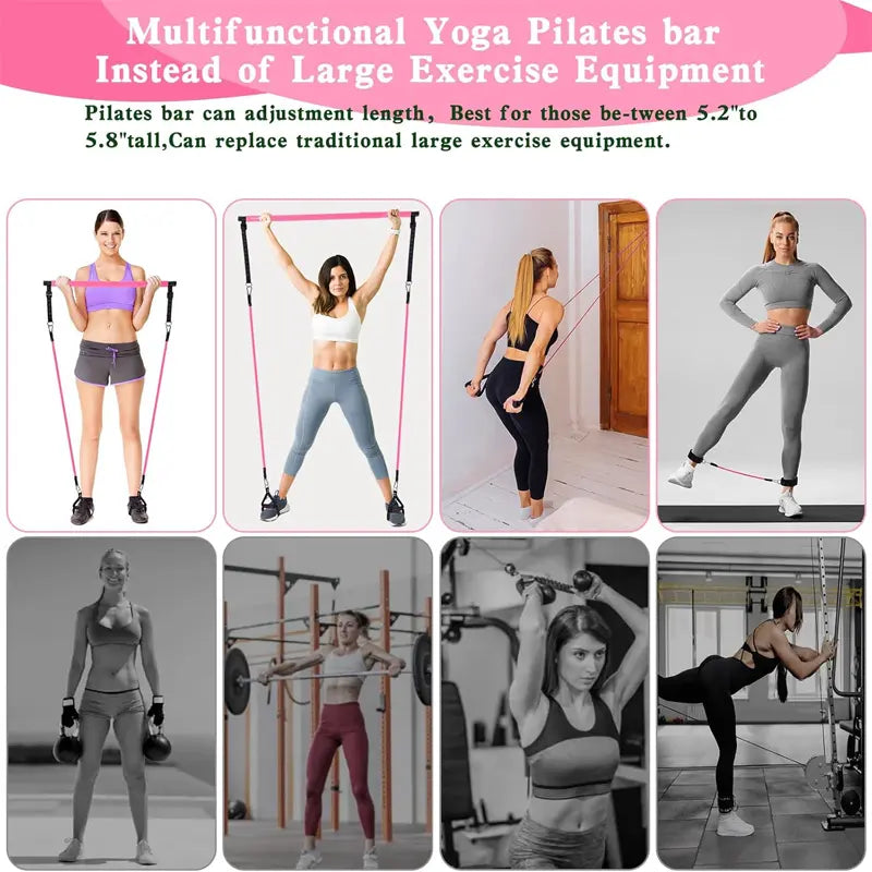 Pilates Bar Kit with Resistance Bands – Adjustable Fitness Bar for Home Workout, Full Body Exercise, Yoga & Strength Training
