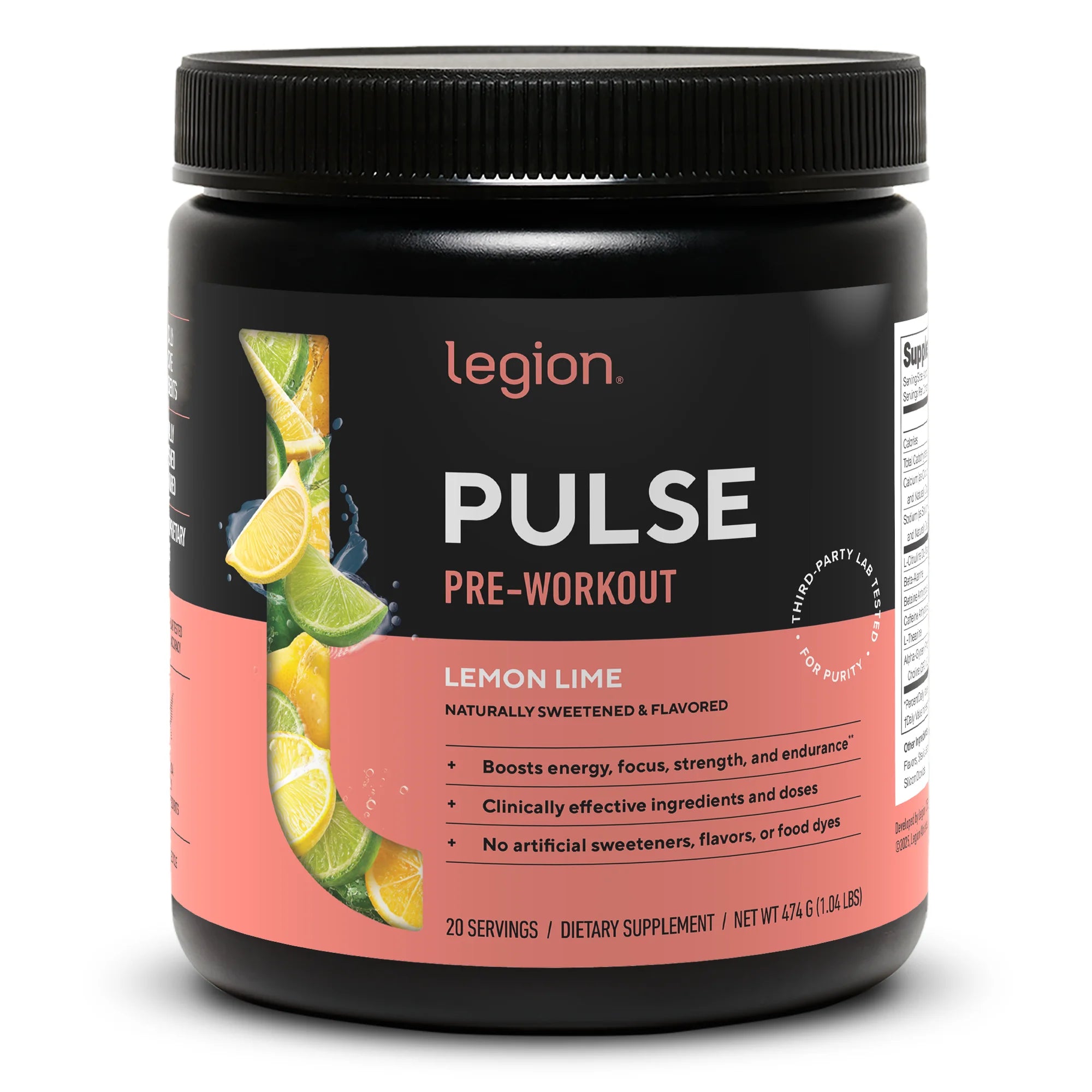 Pulse Pre-Workout Supplement, Pink Lemonade, Naturally Sweetened with No Added Sugar, 350Mg Caffeine, 20 Servings, High Performance Energy & Focus Powder